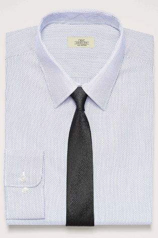 Grey Stripe Regular Fit Shirt And Tie Set